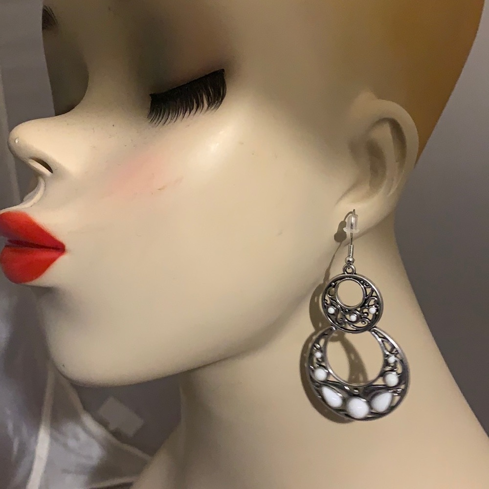 White drop earrings